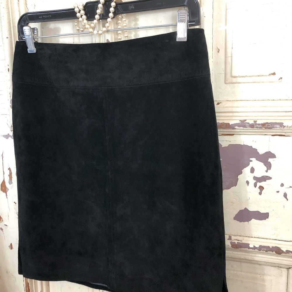 Ralph Lauren leather Suede skirt black A16
